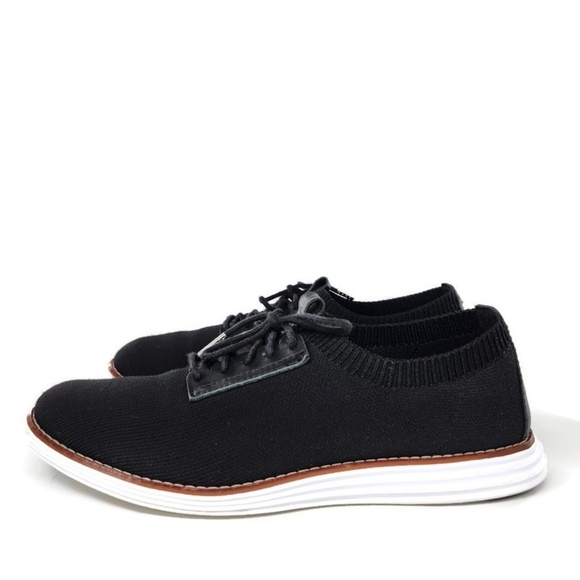 Cole Haan Grand Black Stitchlite Knit & Leather Lace-Up Wingtip Oxford  Sneakers - Picture 2 of 9